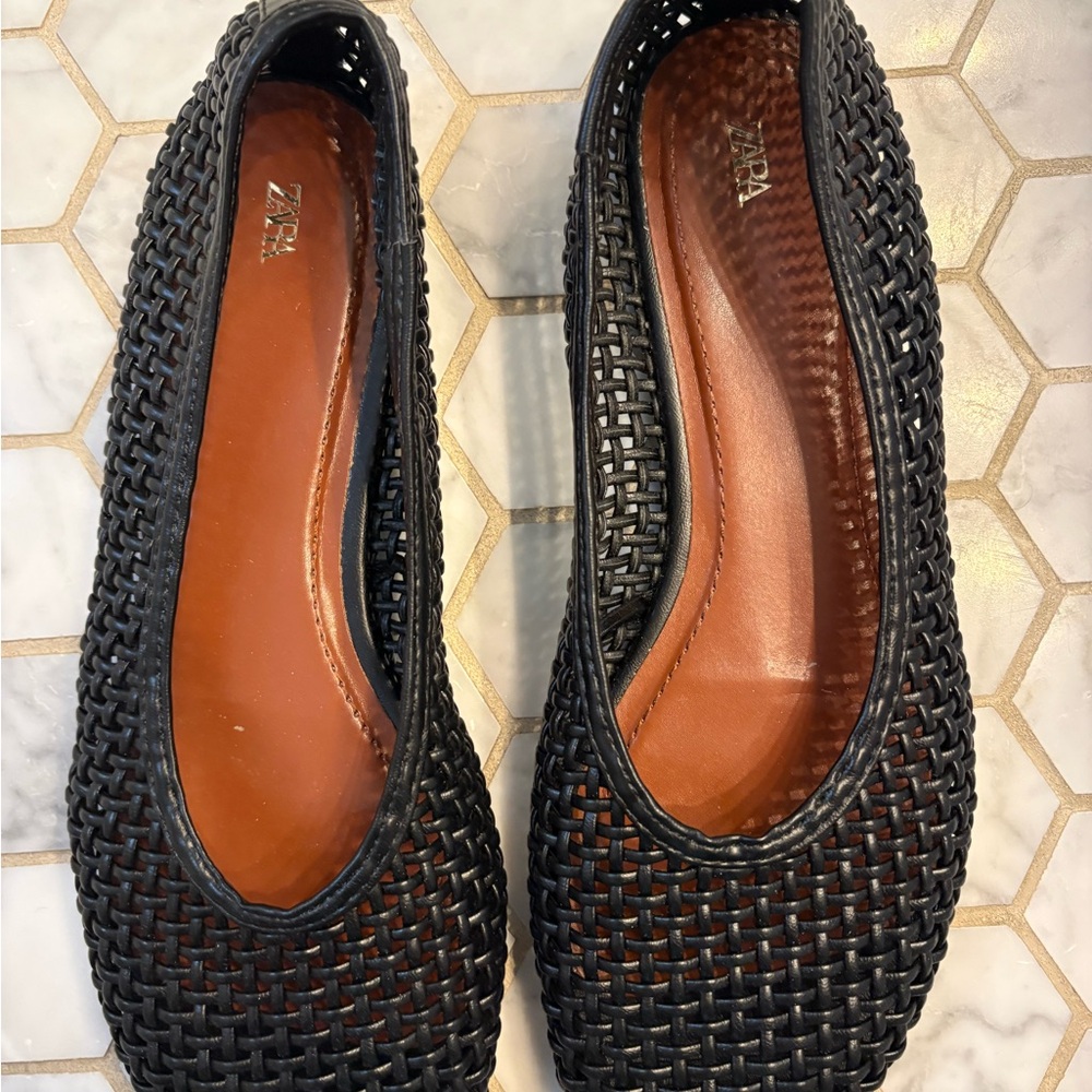 Zara Woven Ballet Flats - Black, Size 42 - Picture 5 of 6